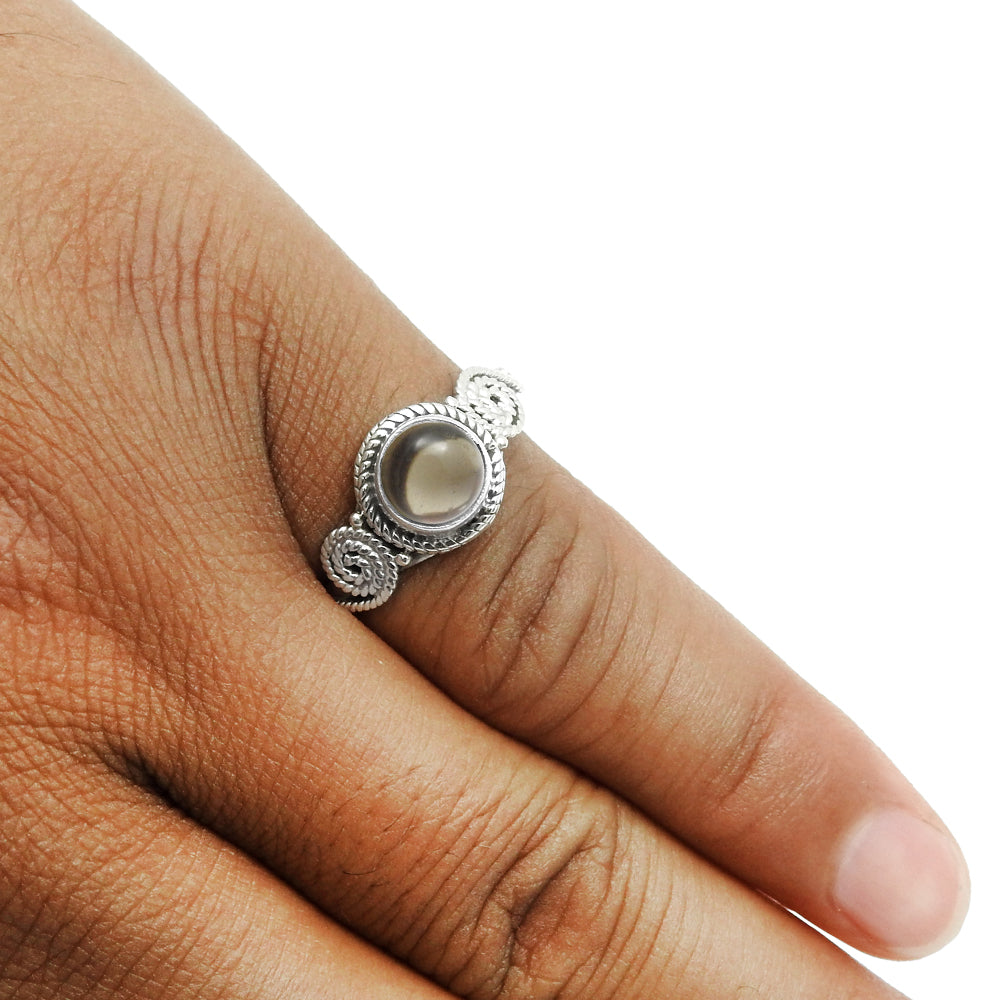 Gift For Woman Cocktail Ring 925 Silver Natural Smoky Quartz Stone V19