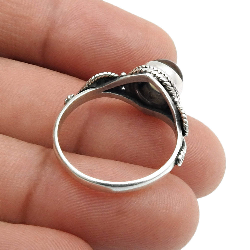 Gift For Woman Cocktail Ring 925 Silver Natural Smoky Quartz Stone V19