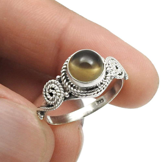 Gift For Woman Cocktail Ring 925 Silver Natural Smoky Quartz Stone V19