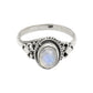 Gift For Woman Natural Rainbow Moonstone Cocktail Ring 925 Silver F20