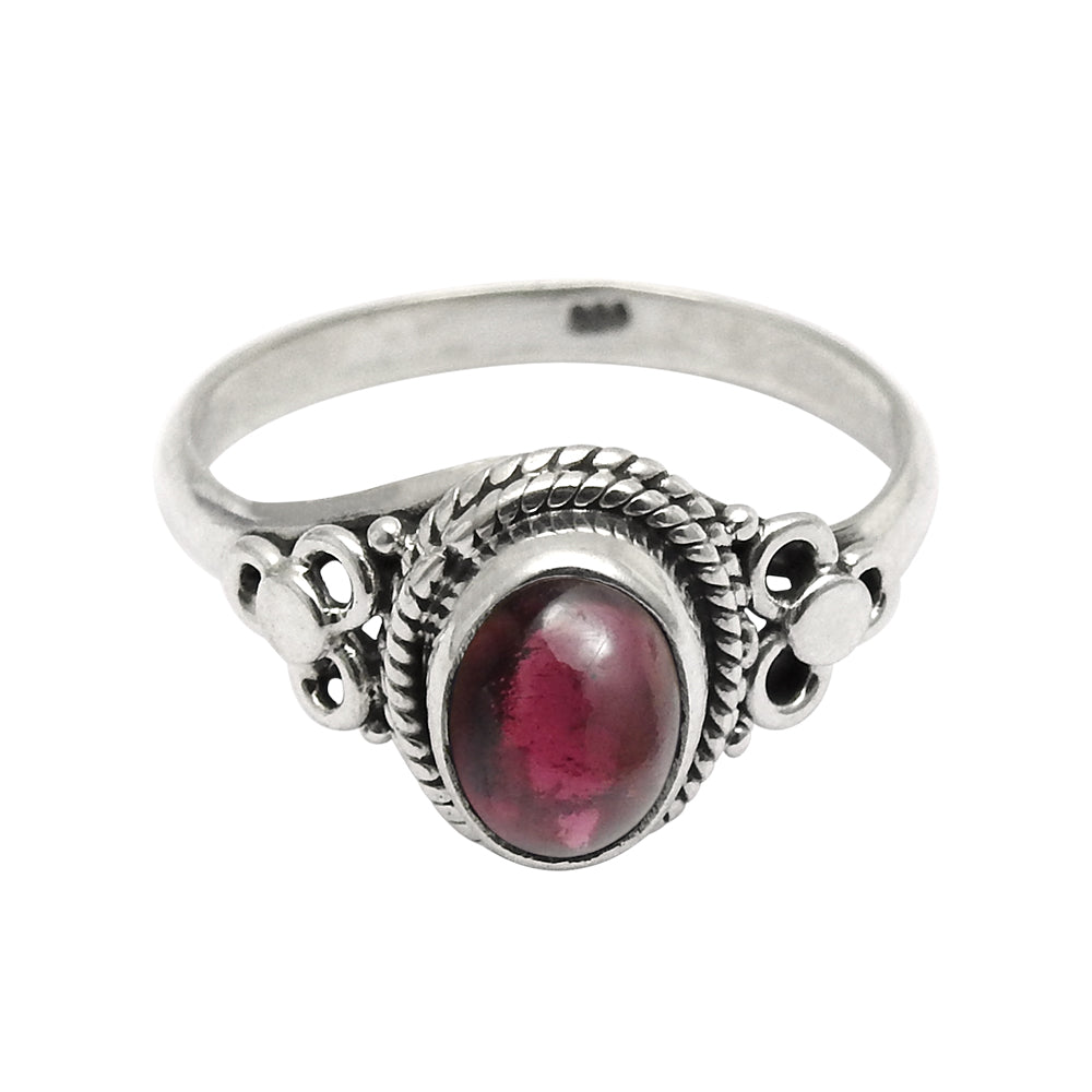 Gift For Woman Natural Garnet Stone Chunky Handmade Ring 925 Silver C4