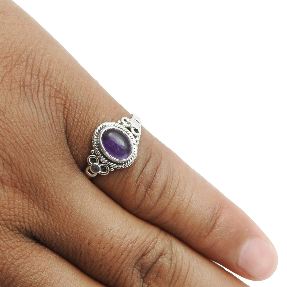 Gift For Woman Natural Amethyst Cocktail Ring 925 Sterling Silver P15