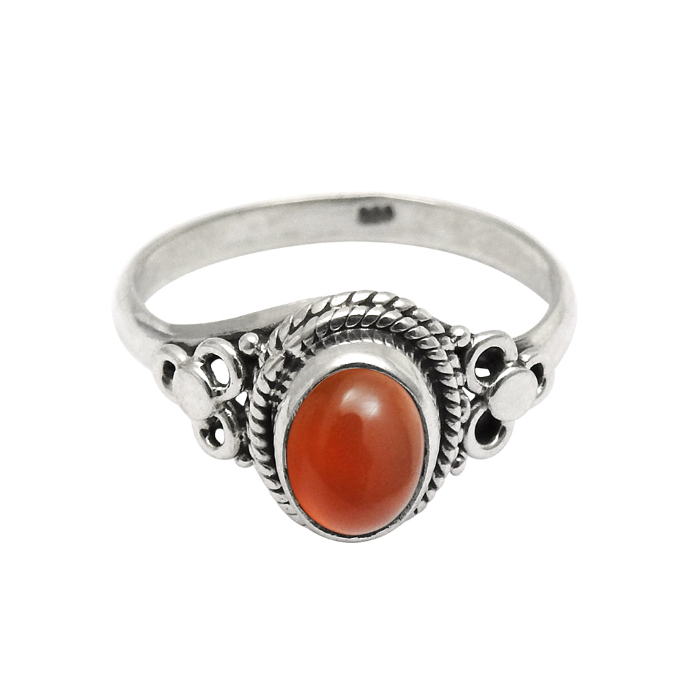 Natural Carnelian Gemstone Cocktail Ring 925 Sterling Silver Jewelry M9