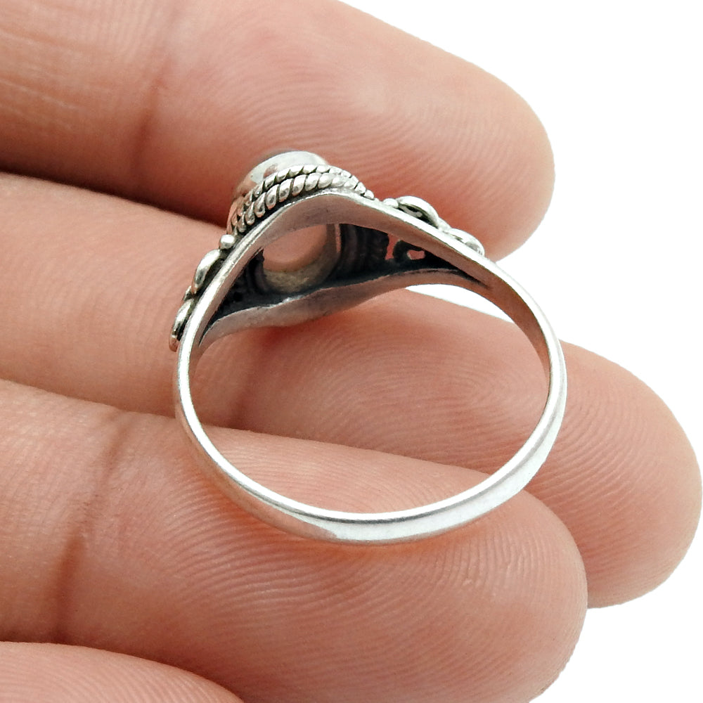 Natural Rose Quartz Gemstone Cocktail Pink Ring 925 Sterling Silver P9