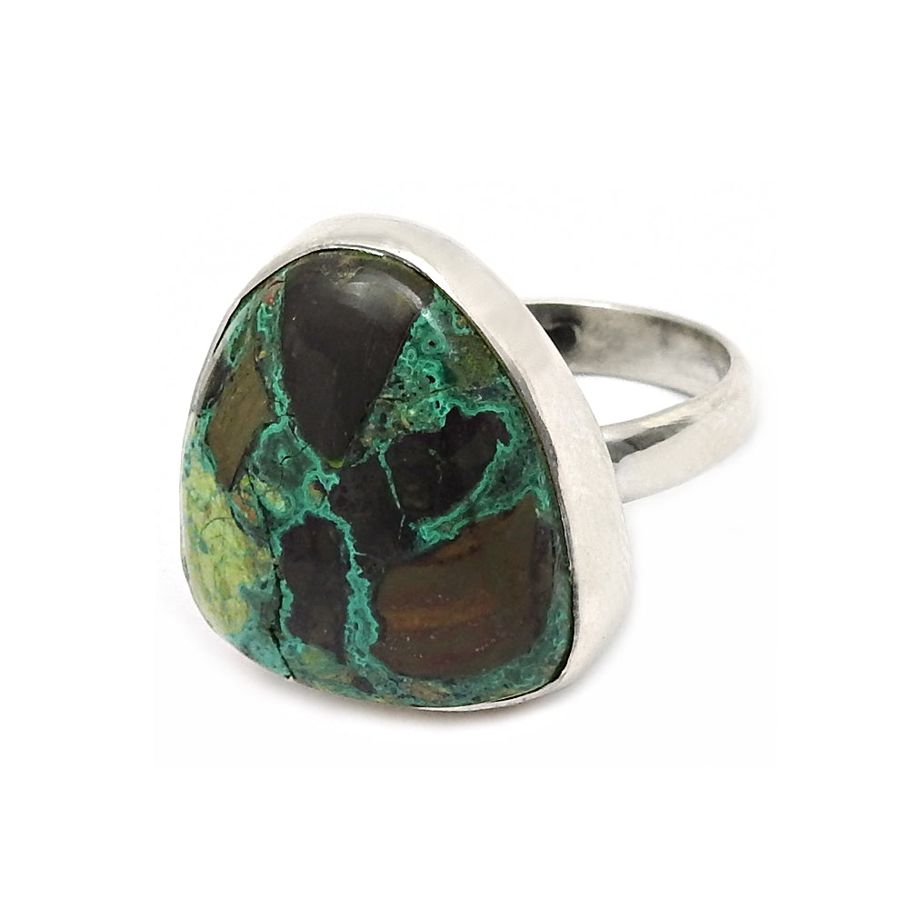 Natural Azurite Malachite Gemstone 925 Silver Cocktail Ring For Women Y16