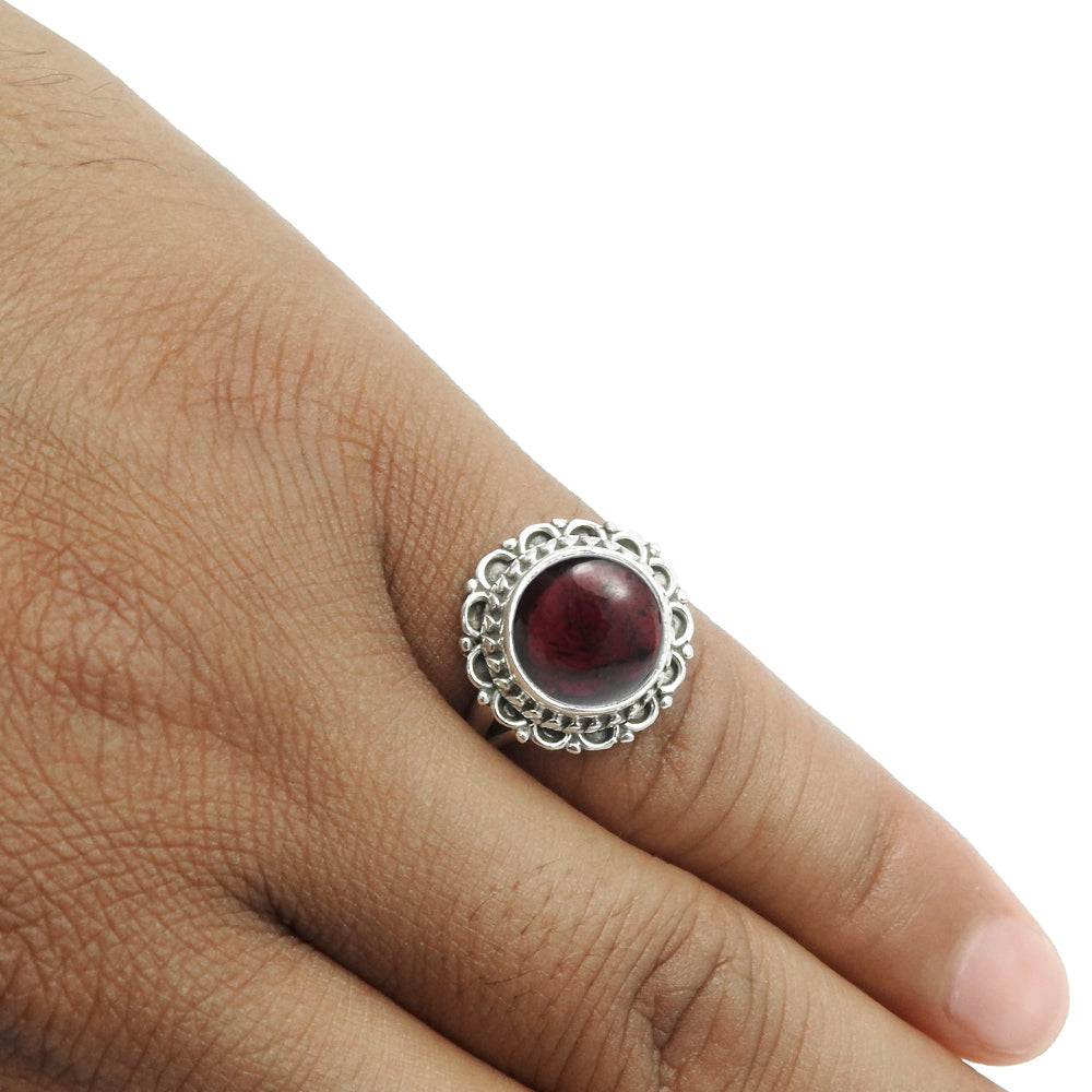 Natural Garnet Gemstone Cocktail Ring 925 Sterling Silver For Women K20