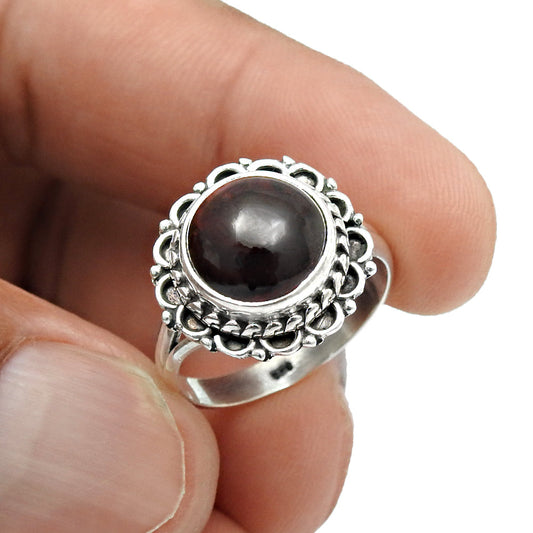 Natural Garnet Gemstone Cocktail Ring 925 Sterling Silver For Women K20