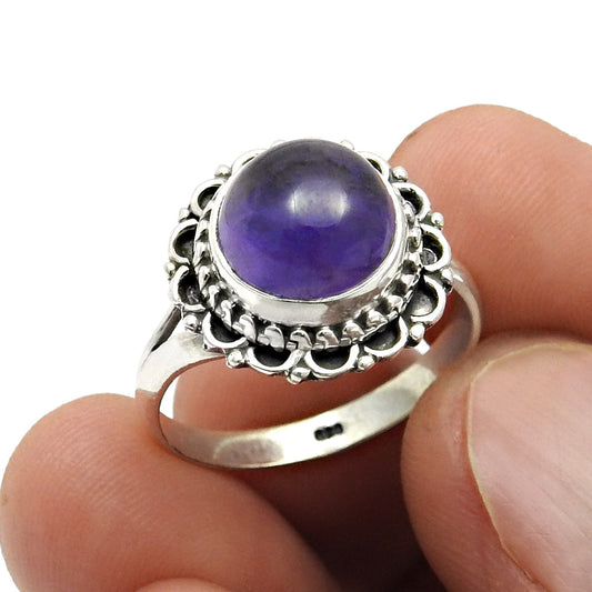 Anniversary Gift For Her Natural Amethyst Cocktail Ring 925 Silver T17