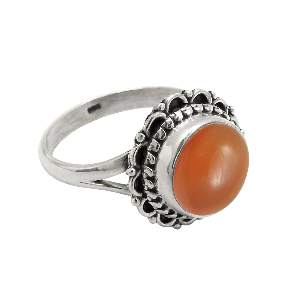 Natural Carnelian Gemstone Cocktail Ring 925 Sterling Silver Jewelry V9