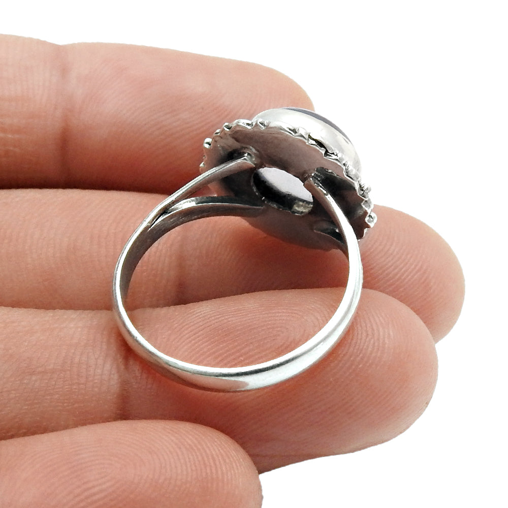 Natural Chalcedony Gemstone 925 Silver Cocktail Ring For Women C18
