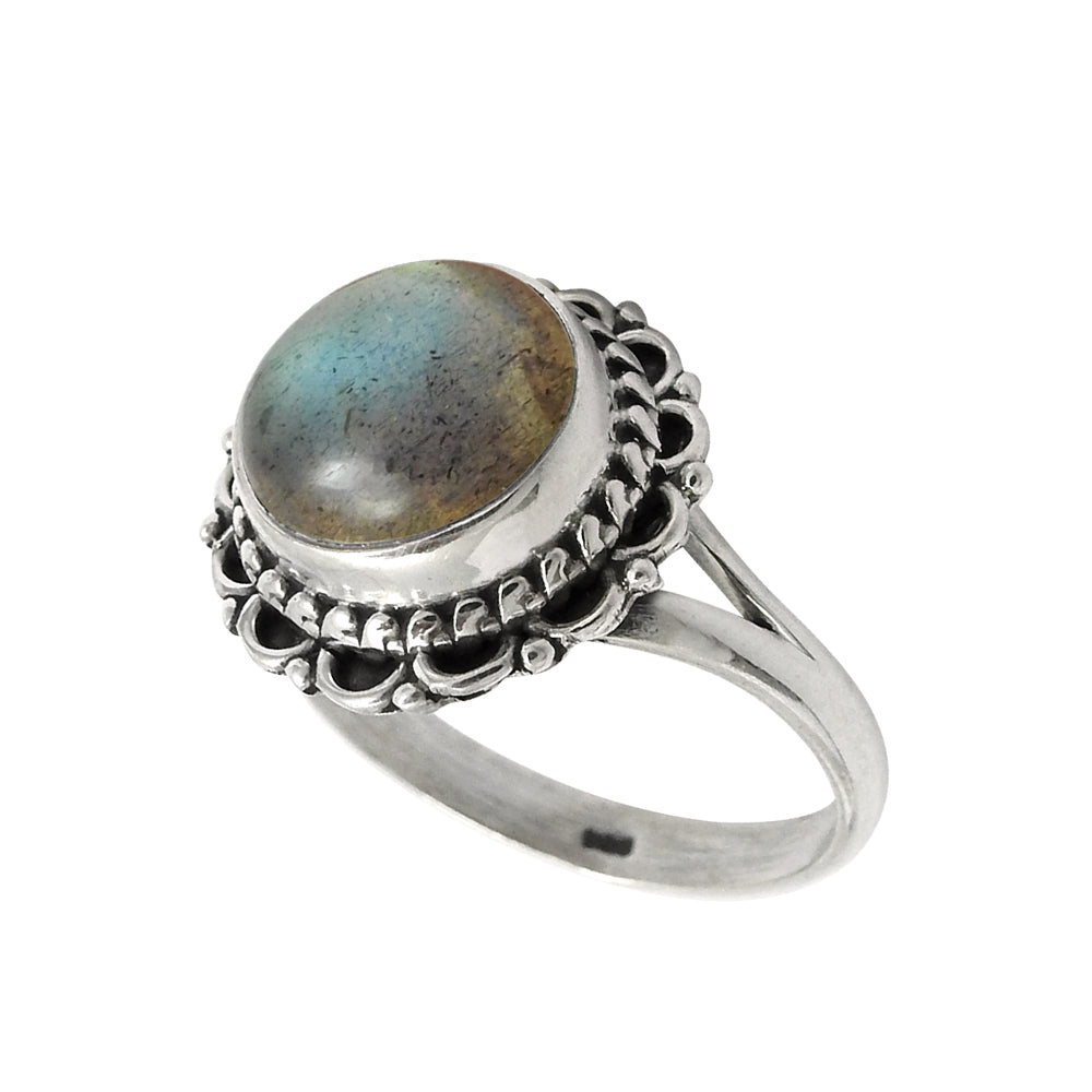 Gift For Woman Cocktail Ring 925 Silver Natural Labradorite Gemstone Z20