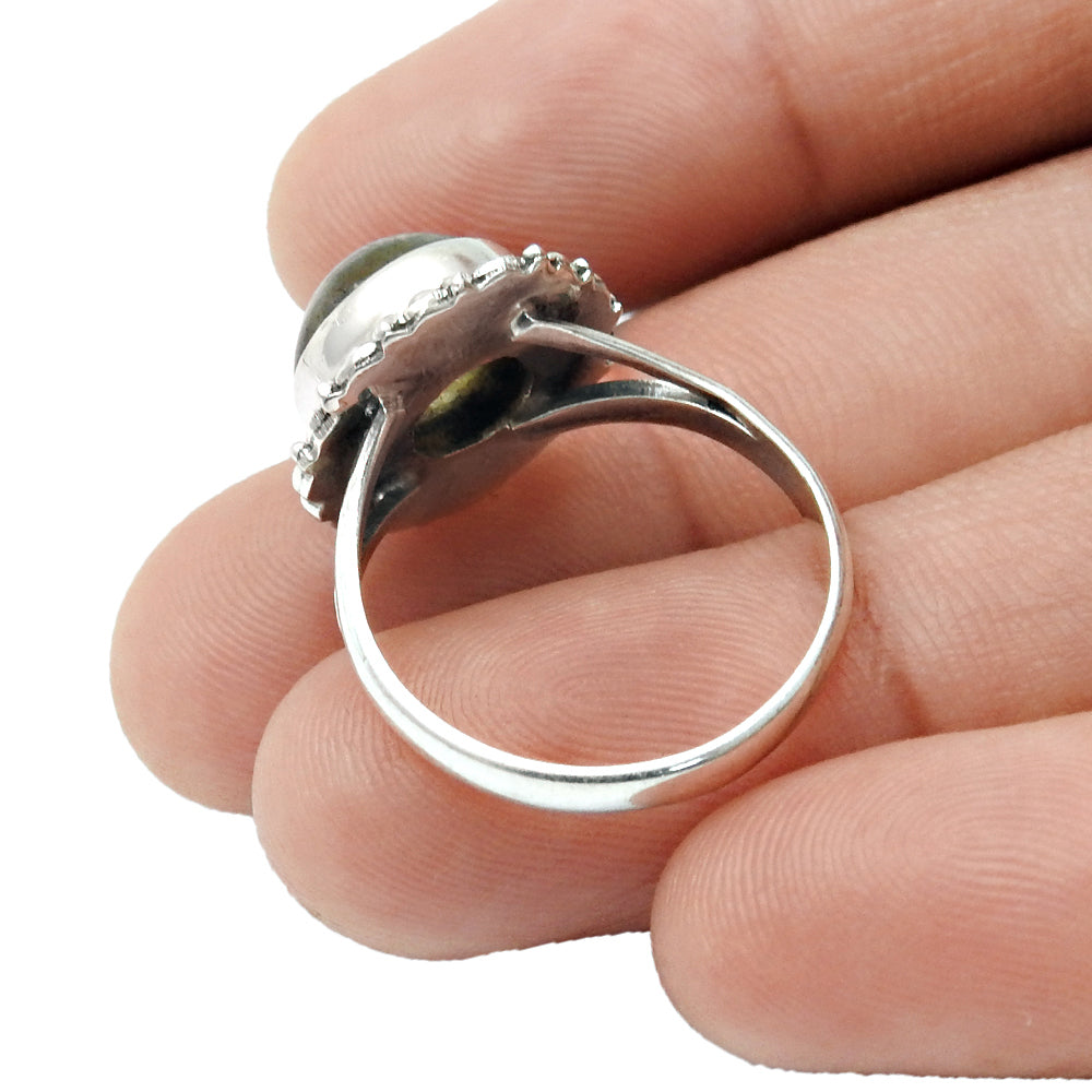 Gift For Woman Cocktail Ring 925 Silver Natural Labradorite Gemstone Z20