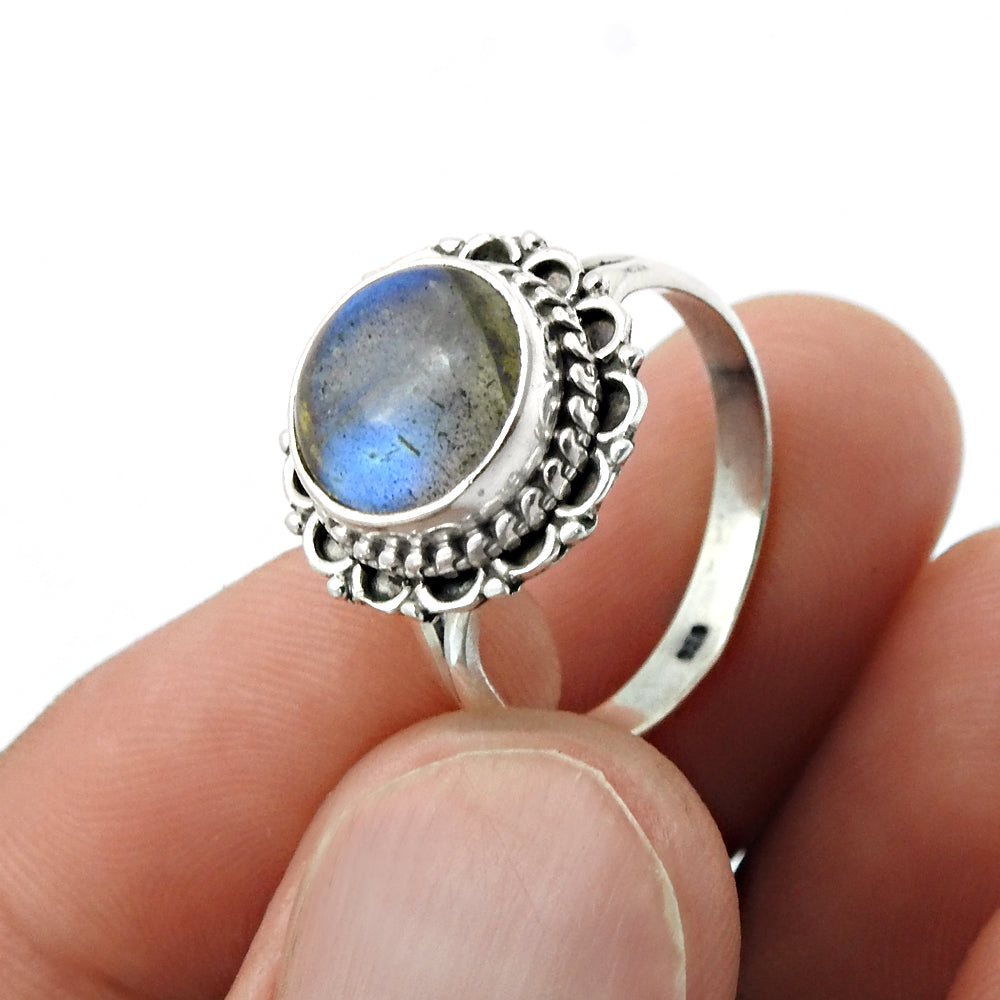 Gift For Woman Cocktail Ring 925 Silver Natural Labradorite Gemstone Z20