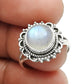 Gift For Her 925 Silver Natural Rainbow Moonstone Cocktail Ring K18
