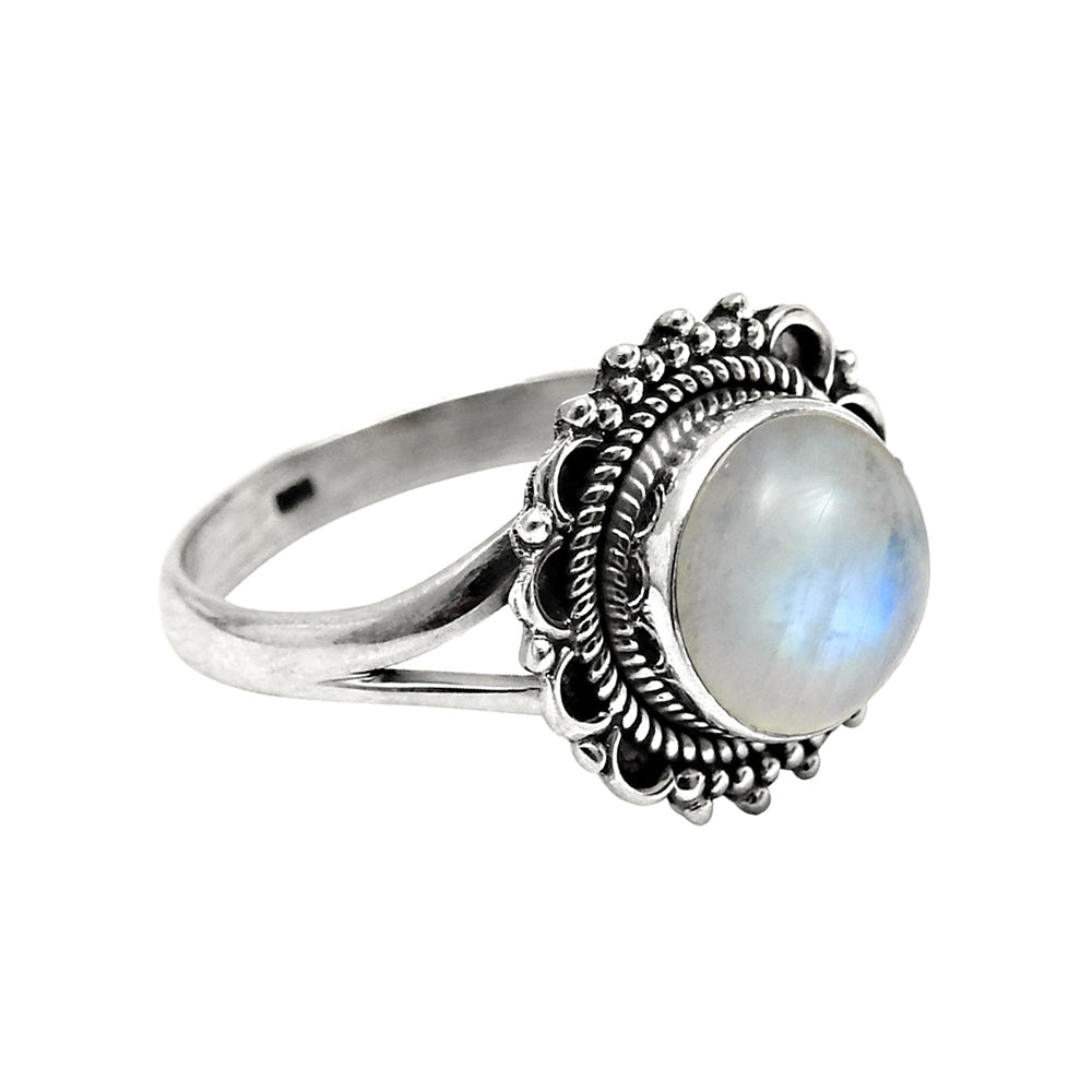 Gift For Her 925 Silver Natural Rainbow Moonstone Cocktail Ring K18
