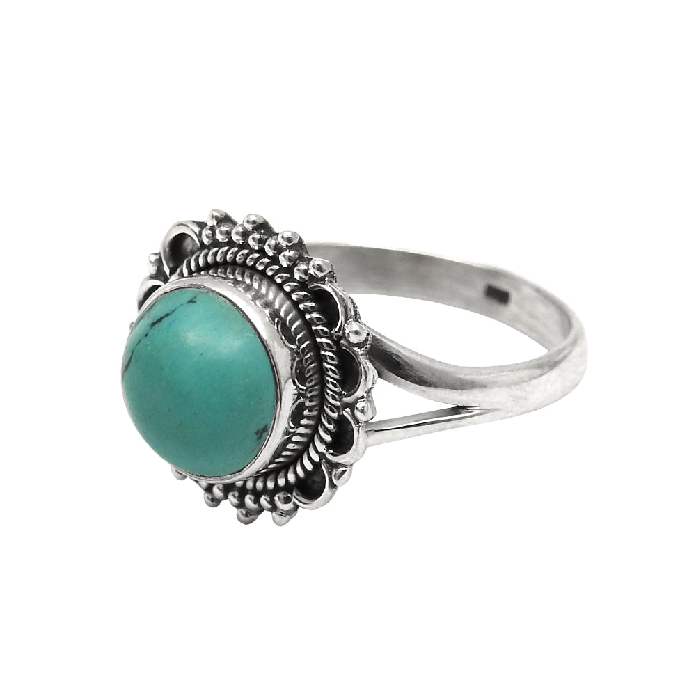 Gift For Woman Natural Turquoise Cocktail Ring 925 Sterling Silver R21