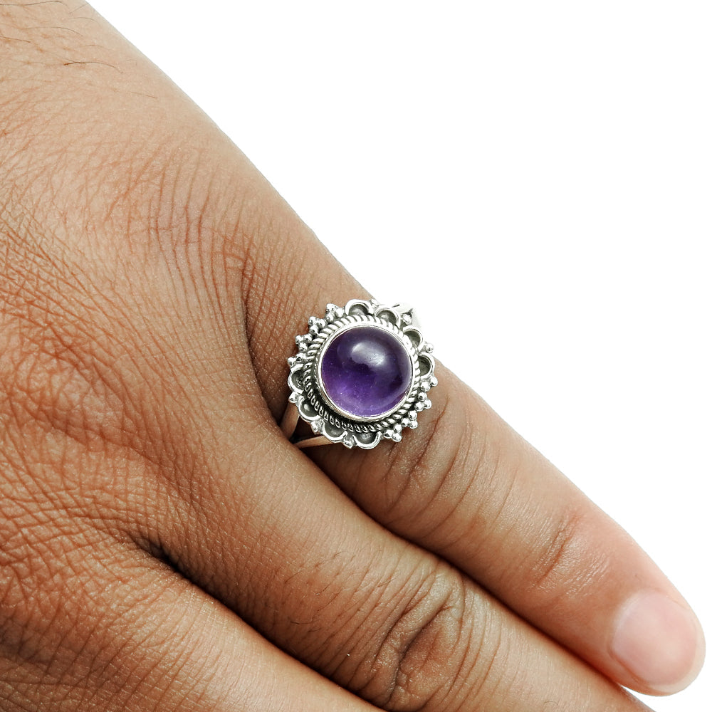 Natural Amethyst Gemstone Cocktail Ring 925 Sterling Silver Jewelry S4