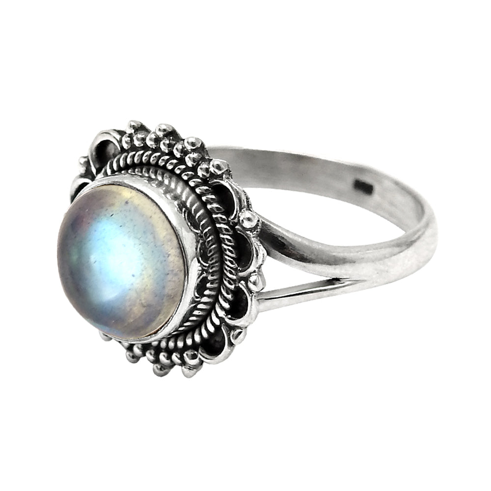 Natural Labradorite Gemstone 925 Silver Cocktail Ring For Girls O21