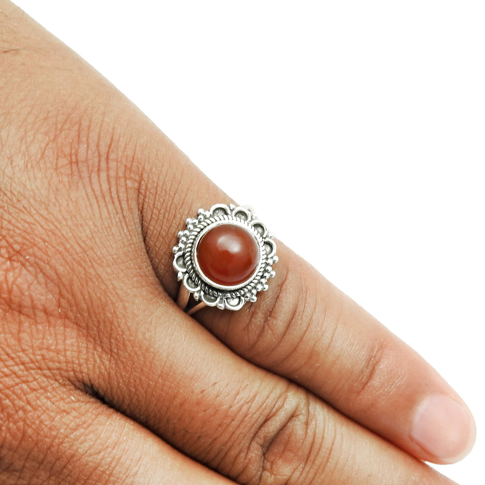 Gift For Her Carnelian 925 Sterling Silver Chunky Hippie Ring Jewelry K56