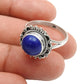 Gift For Woman Natural Lapis Lazuli Cocktail Ring 925 Silver B10