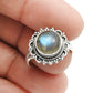 Natural Labradorite Gemstone 925 Silver Cocktail Ring For Girls O21