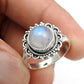 Gift For Her 925 Silver Natural Rainbow Moonstone Cocktail Ring K18