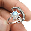 Gift For Her Jewelry Rainbow Moonstone Celestial Ring 925 Sterling Silver