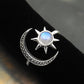 Gift For Her Jewelry Rainbow Moonstone Celestial Ring 925 Sterling Silver