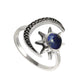 Natural Lapis Lazuli Gemstone Celestial Ring 925 Silver Gift For Girls N8