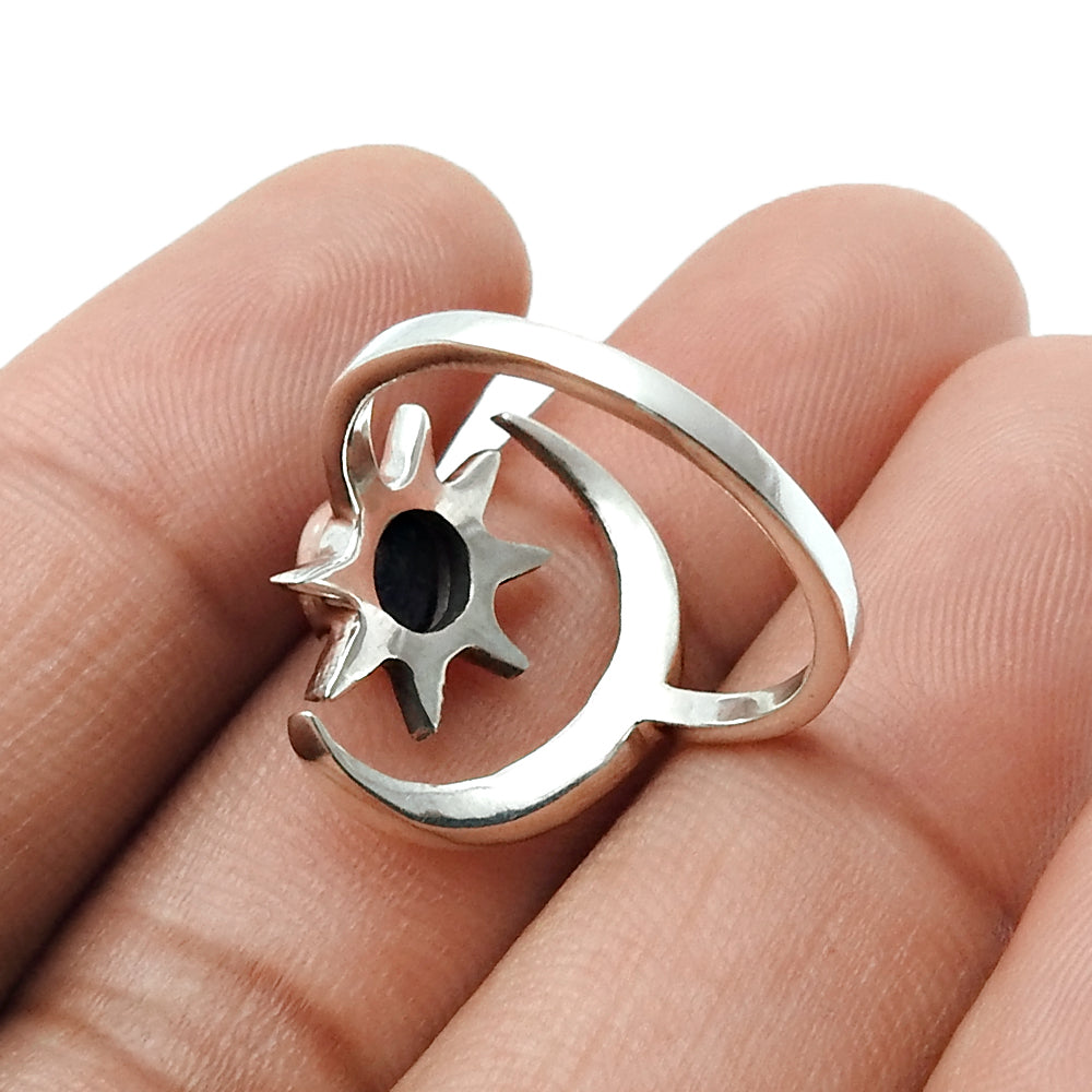 Natural Lapis Lazuli Gemstone Celestial Ring 925 Silver Gift For Girls N8