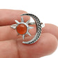 Gift For Woman Natural Carnelian Cocktail Moon Adjustable Ring 925 Silver G21
