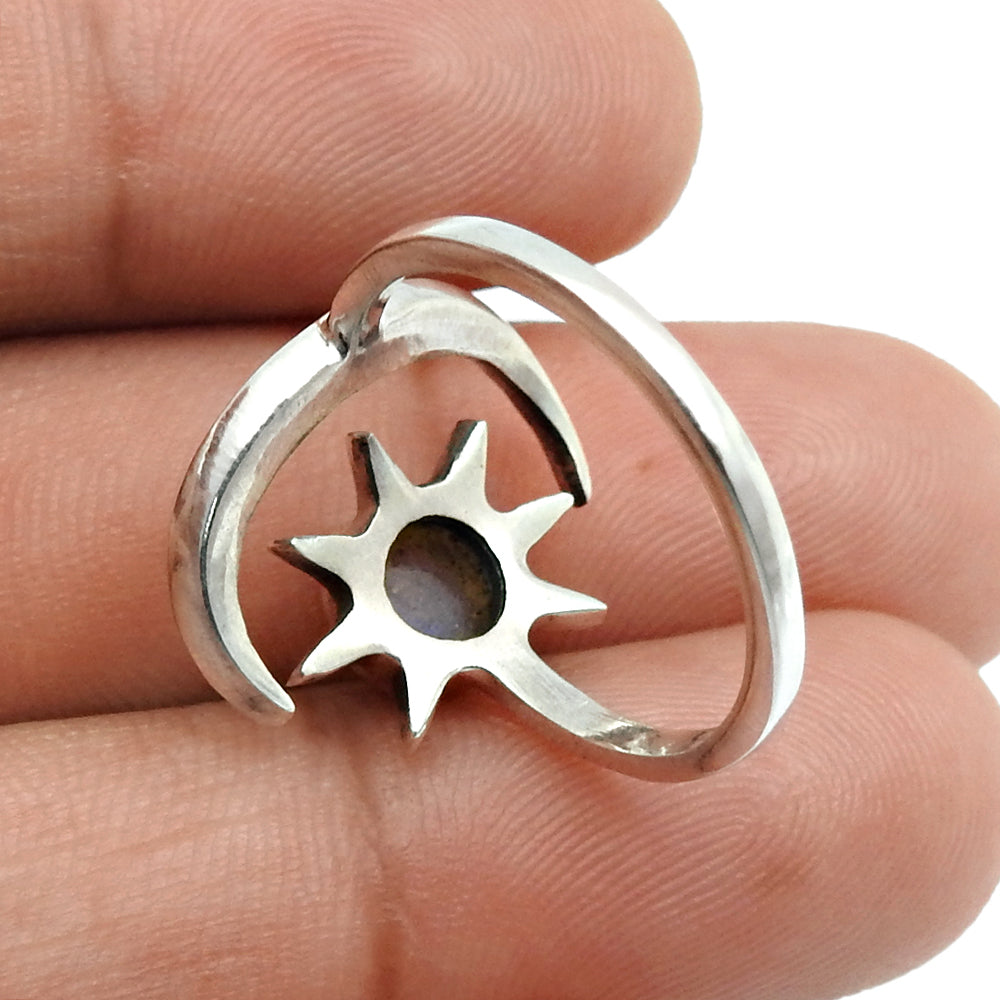 Gift For Woman 925 Silver Natural Labradorite Cocktail Sun Adjustable Ring Z21