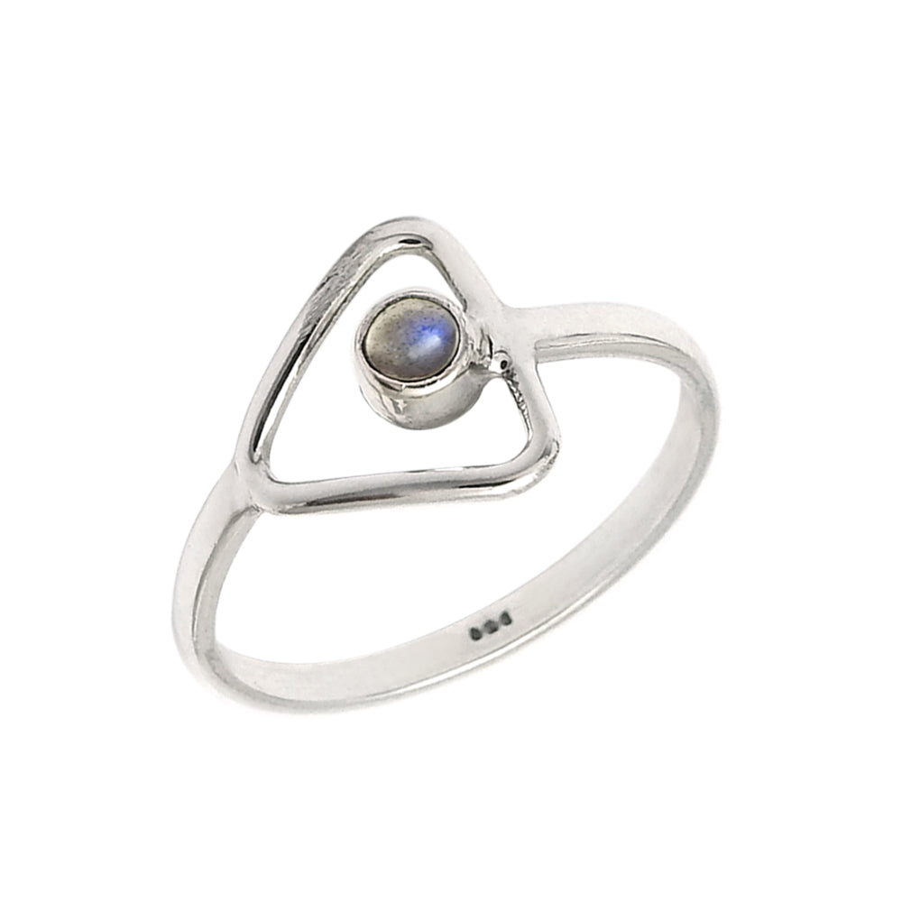 Natural Rainbow Moonstone Solid 925 Sterling Silver Bezel Band Ring