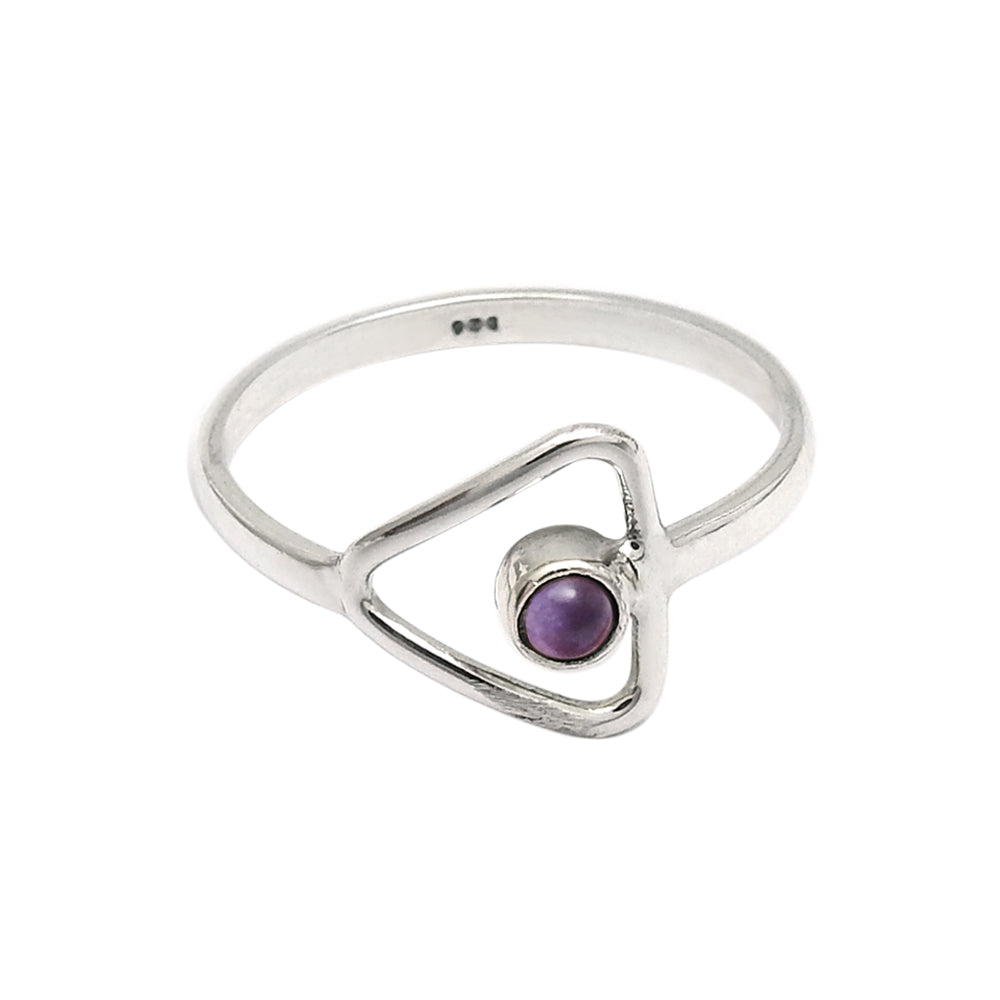 Natural Amethyst Sterling Silver Mother February Promise Band Birthday Ring