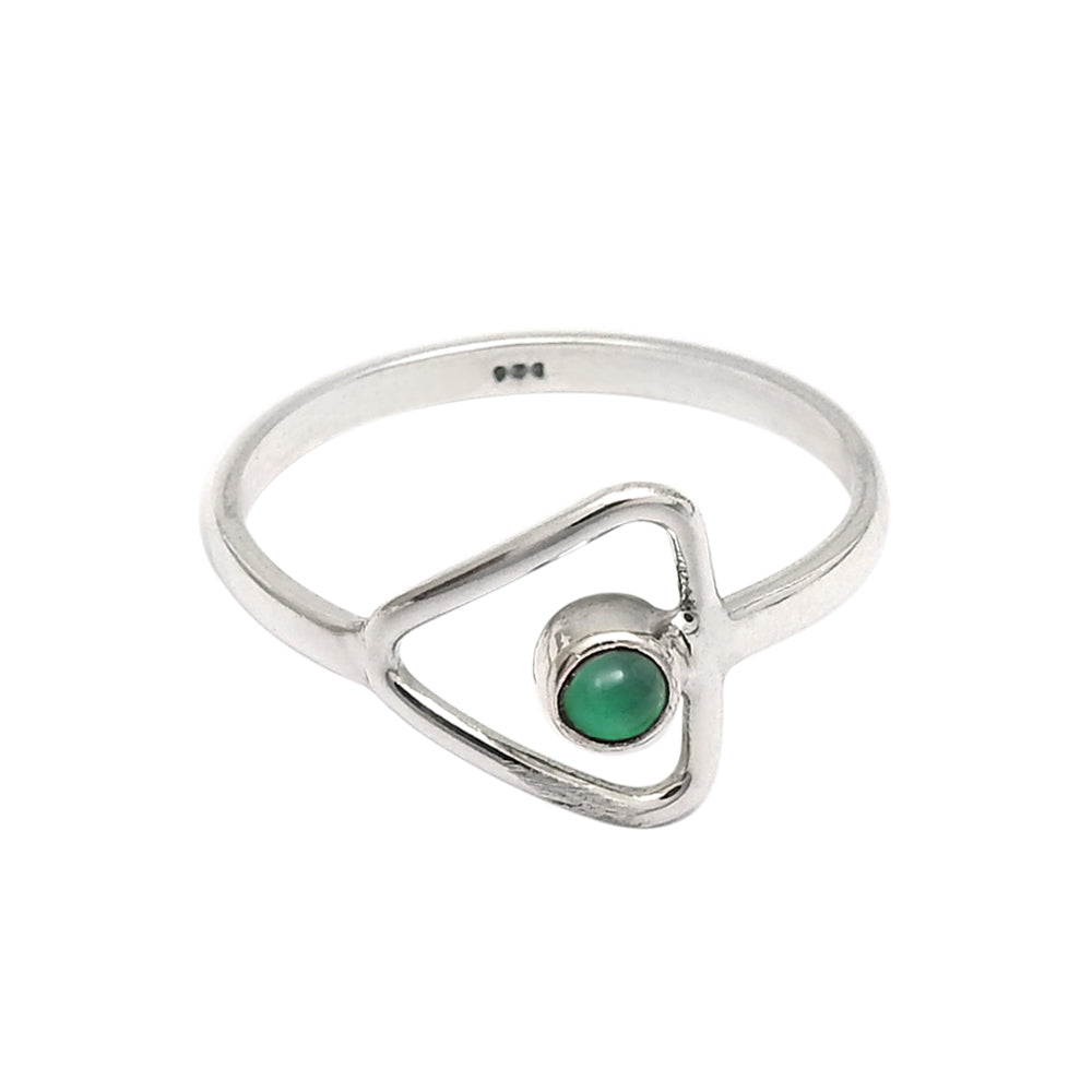 Round Green Onyx Stone Boho Band Promise Wife Ring Solid Sterling Silver
