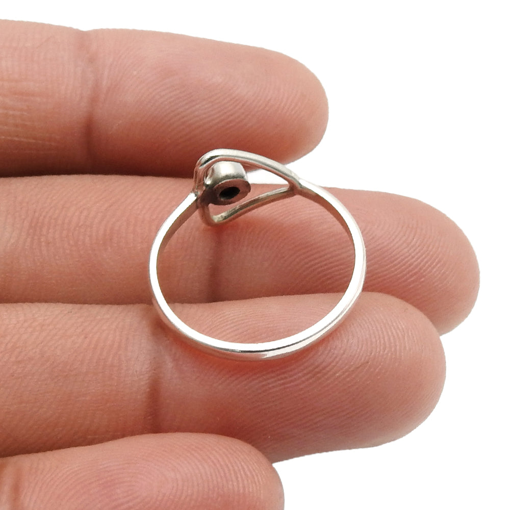 Round Green Onyx Stone Boho Band Promise Wife Ring Solid Sterling Silver