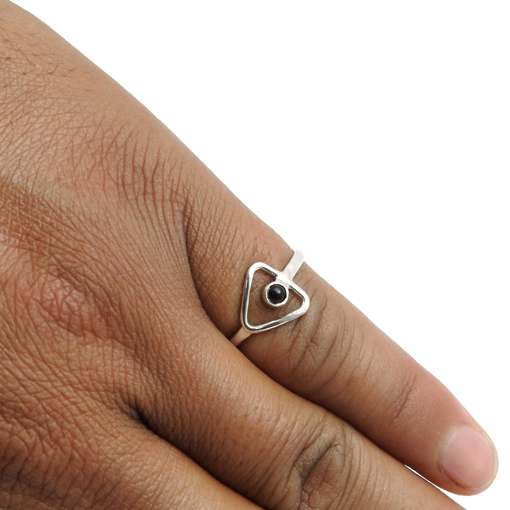 Natural Black Onyx Statement Band Handcrafted Ring 925 Sterling Silver