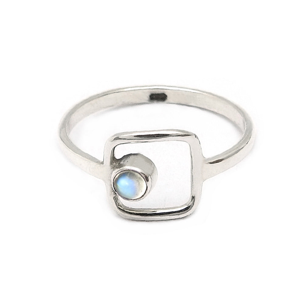 Natural Rainbow Moonstone Promise Band Birthday Ring 925 Sterling Silver