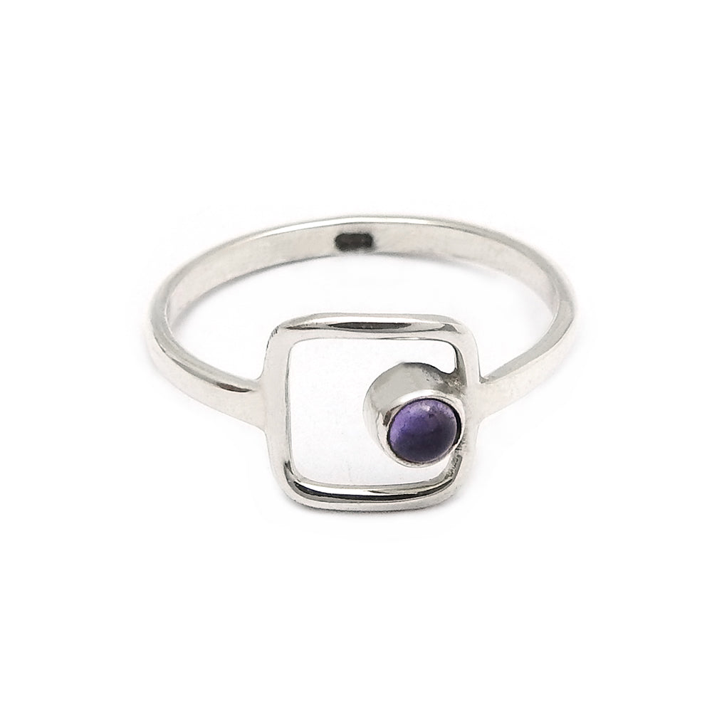 Amethyst Gemstone 925 Solid Silver Handcrafted Promise Band Wedding Ring