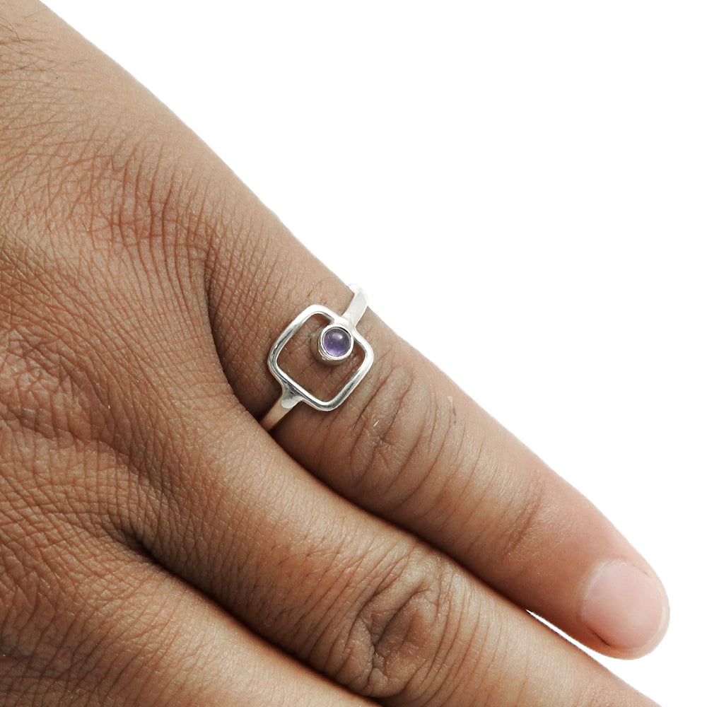 Amethyst Gemstone 925 Solid Silver Handcrafted Promise Band Wedding Ring