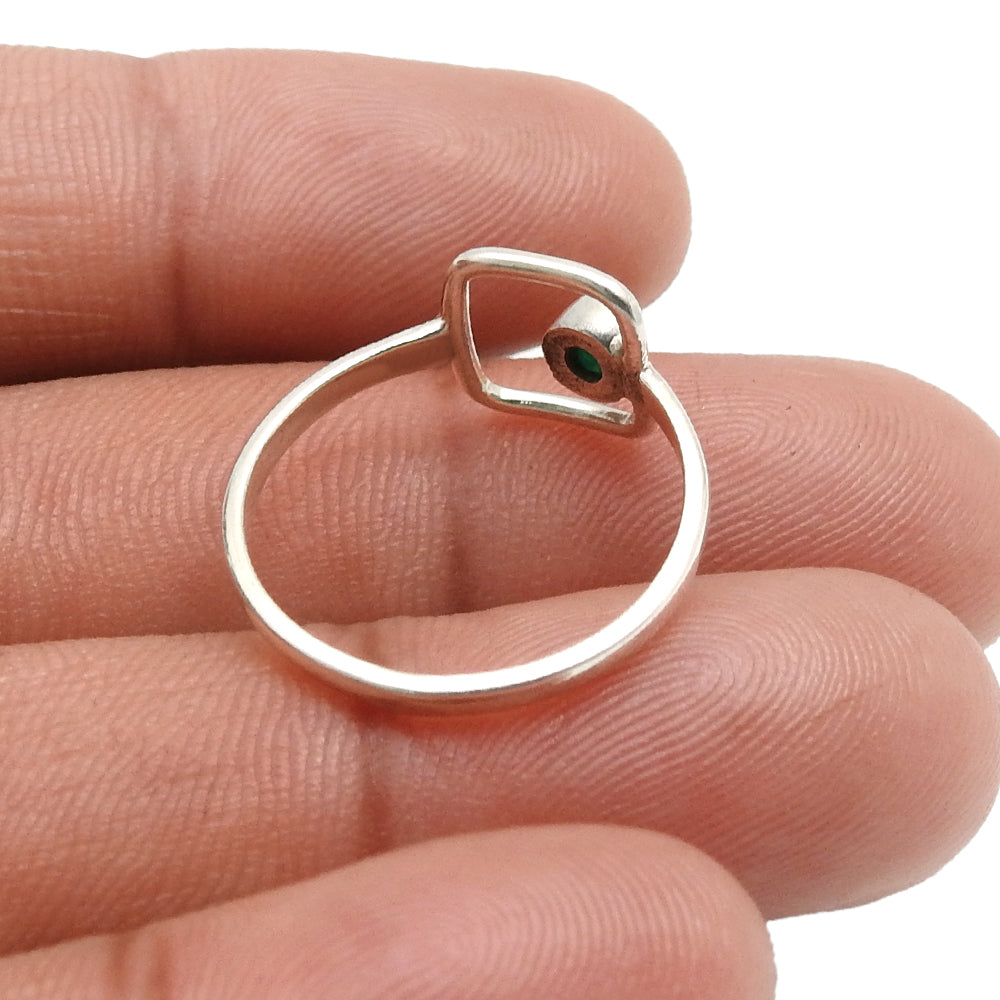 Round Green Onyx Gemstone Bezel Band Mother Statement Ring 925 Solid Silver