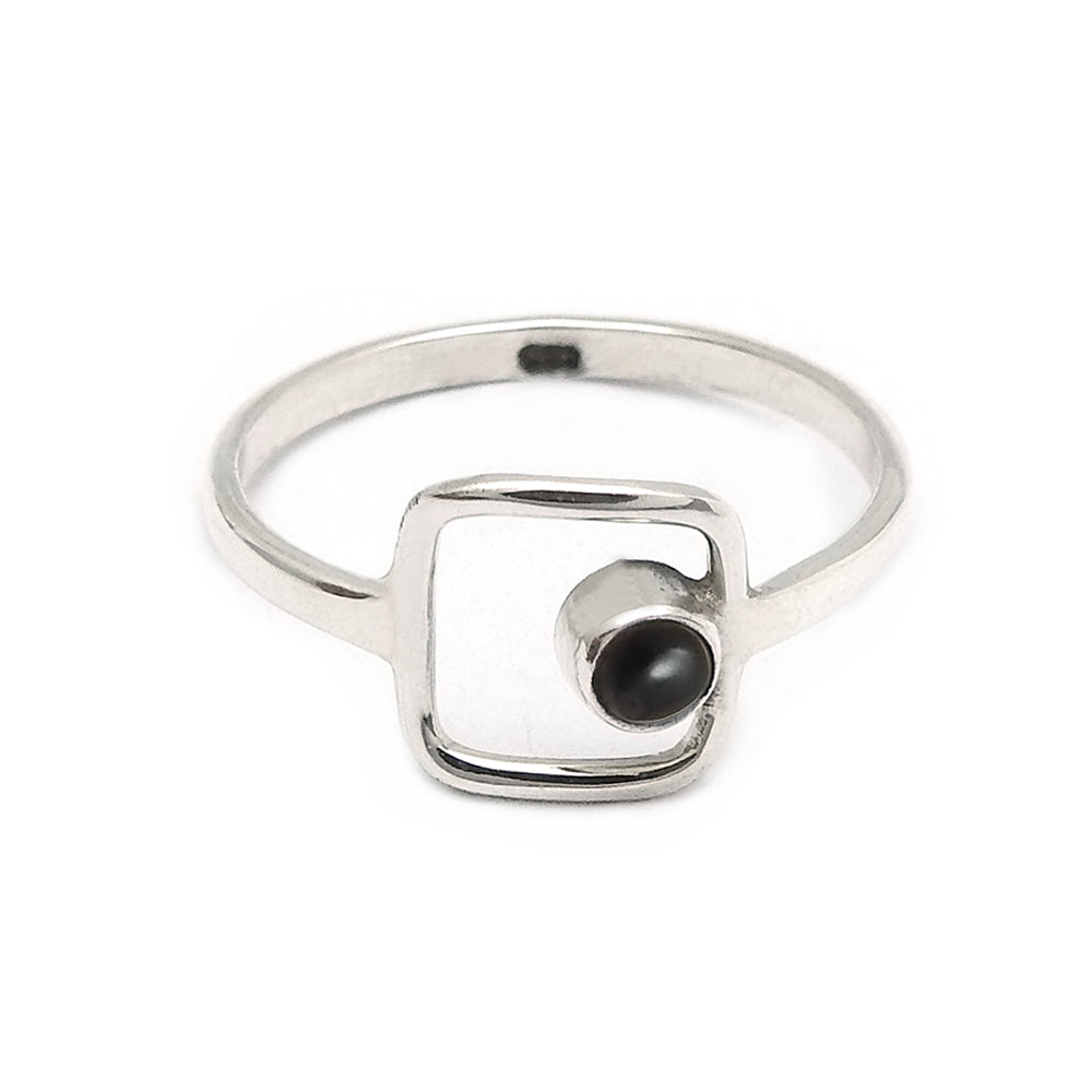 Black Onyx Stone Solid Sterling Silver Sister Band Bezel Root Chakra Ring