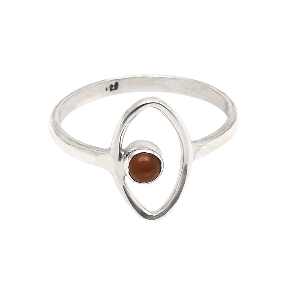 Natural Carnelian 925 Sterling Silver Boho Band Statement Evil Eye Ring