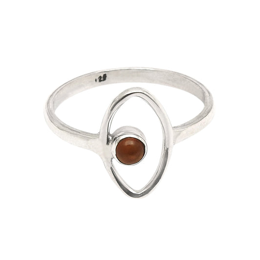 Natural Carnelian 925 Sterling Silver Boho Band Statement Evil Eye Ring