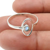 Round Rainbow Moonstone Gemstone Evil Eye Band Ring Solid Sterling Silver