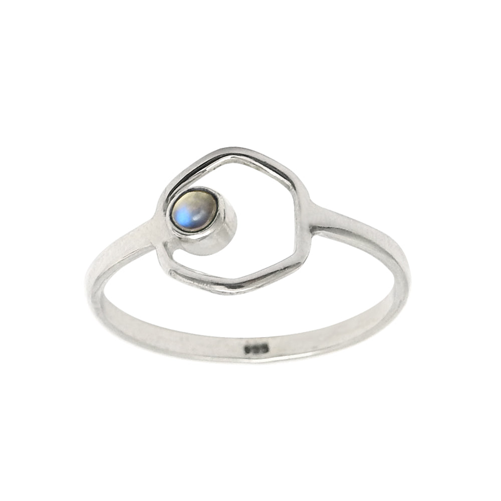 Rainbow Moonstone Gemstone Band Crown Chakra Ring Solid Sterling Silver