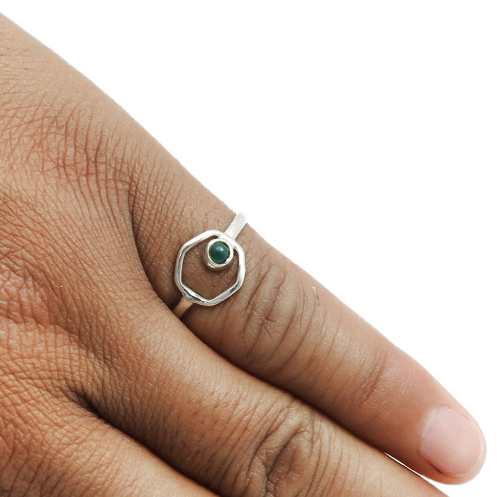Green Onyx Gemstone Cocktail Sisters Day Art Deco Wife Ring Sterling Silver