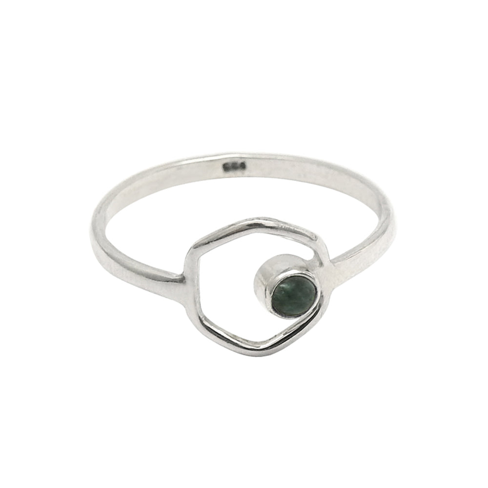 Sterling Silver Heart Chakra Emerald Gemstone Cocktail Bezel Artisan Ring