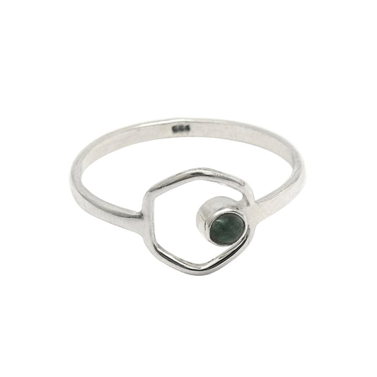 Sterling Silver Heart Chakra Emerald Gemstone Cocktail Bezel Artisan Ring
