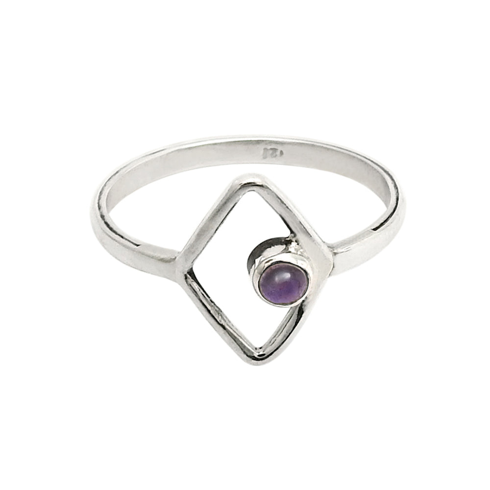 Crown Chakra Natural Amethyst Solid Silver Band Anniversary Birthday Ring